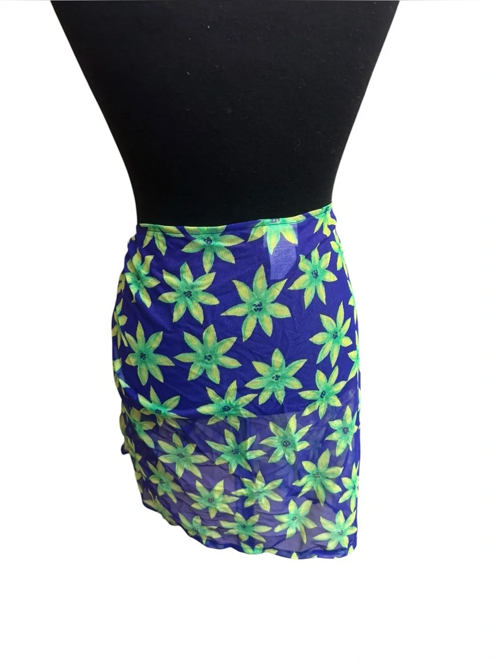 PACIFIC CONNECTIONS Sarong Swimsuit Coverup Skirt Hibiscus Floral Purple Green